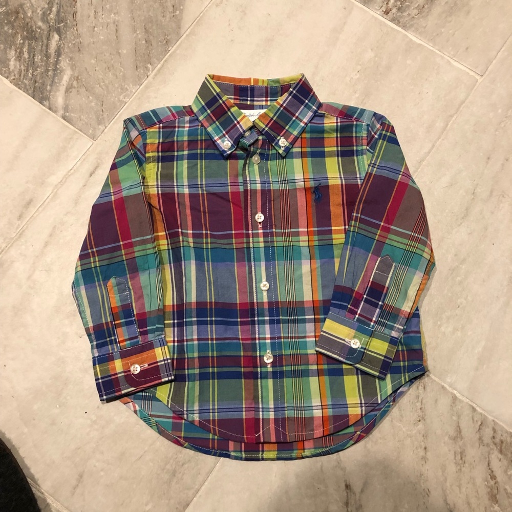 Ralph Lauren multicolored plaid button down. 12M